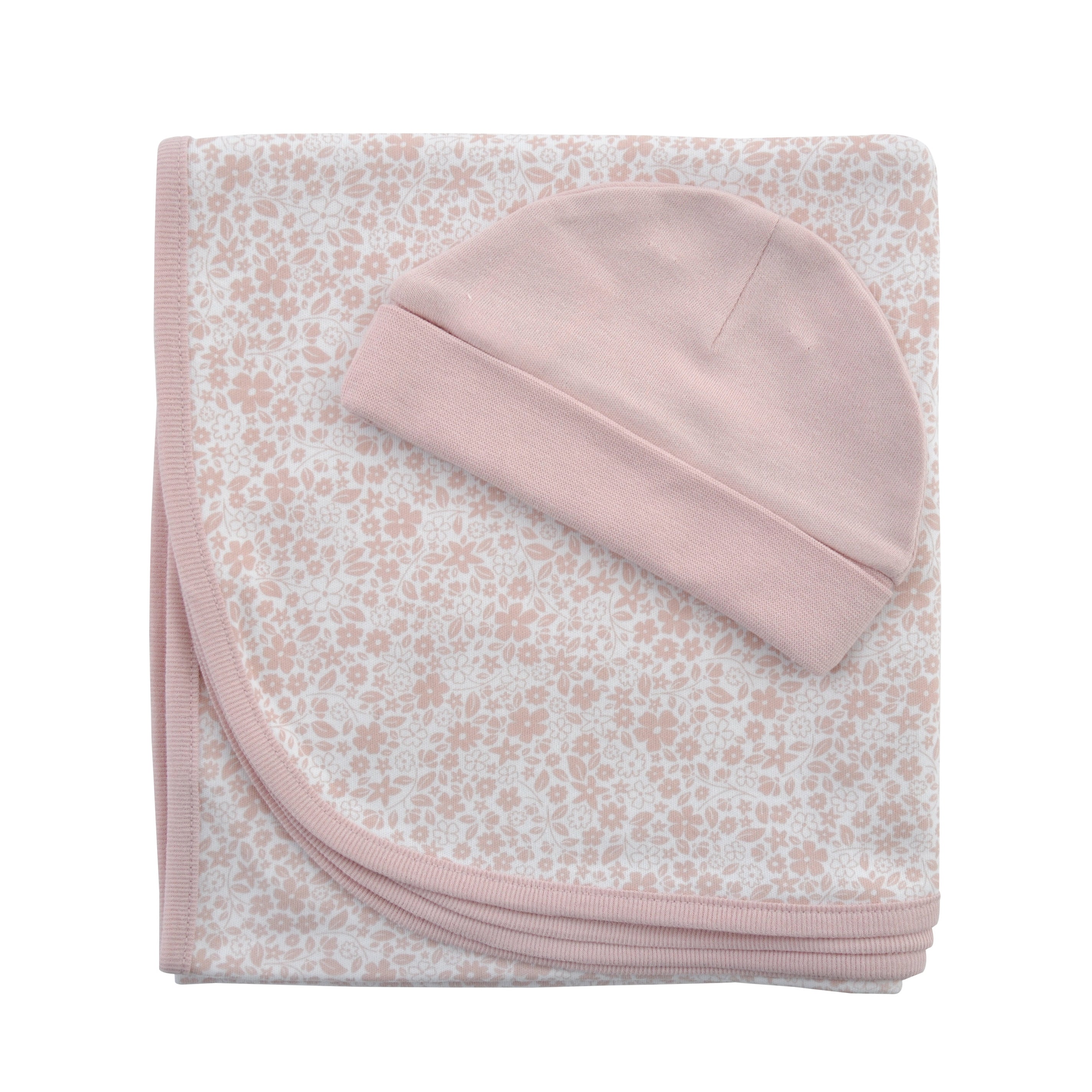 Baby Blanket & Beanie Gift Set - Pink Bloom